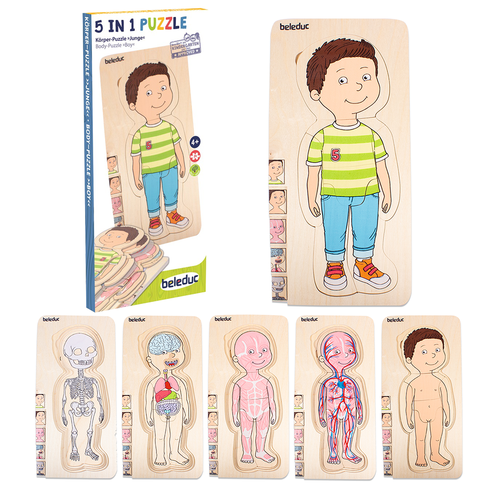 Beleduc 5 in 1 Layer Puzzle - Your Body Boy