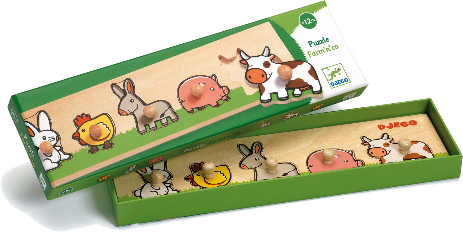 Djeco - Large Button Puzzle - Farm'n'co