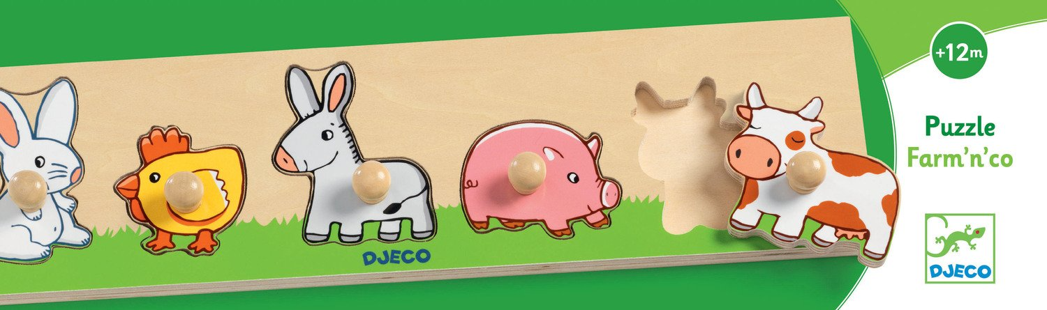 Djeco - Large Button Puzzle - Farm'n'co