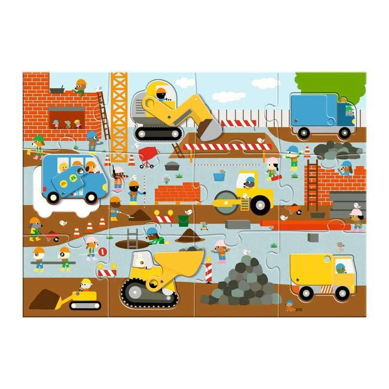 Djeco - Giant Puzzle 17pc - Construction Site