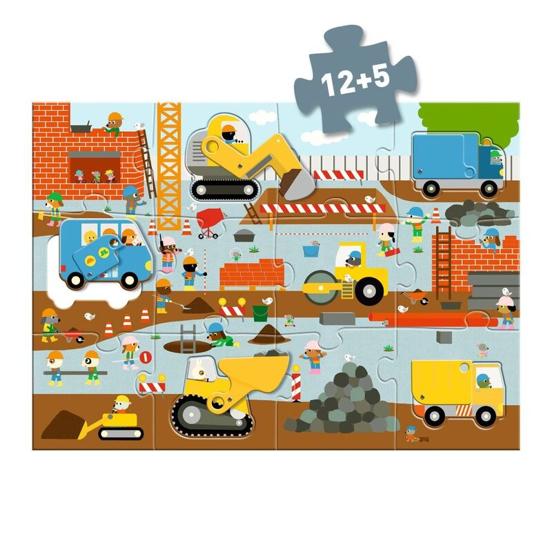 Djeco - Giant Puzzle 17pc - Construction Site