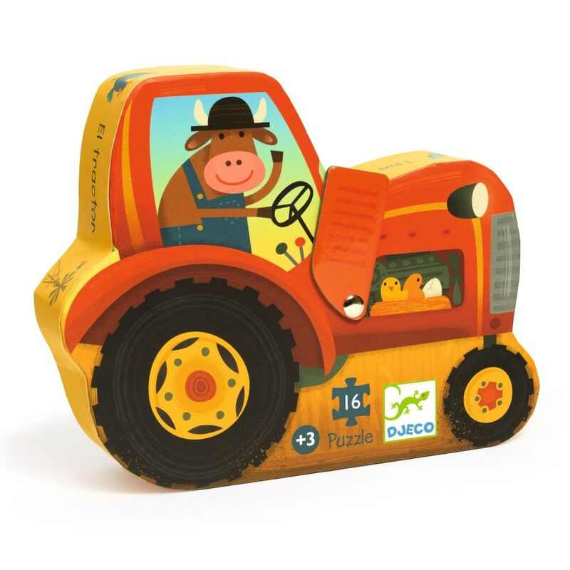 Djeco - 16pc Silhouette Puzzle - The Tractor