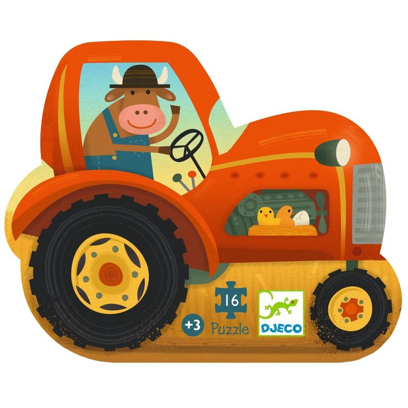 Djeco - 16pc Silhouette Puzzle - The Tractor