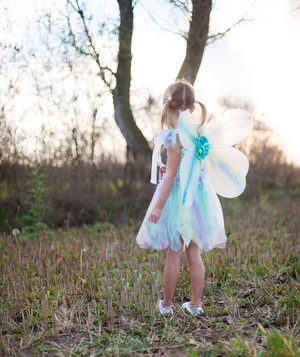Green/Blue/Purple Butterfly Dress & Wings with Wand - Size 5-6