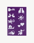 Oh Flossy Kids Reusable Adhesive Face Paint & Makeup Stencils - Purple
