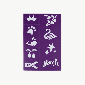 Oh Flossy Kids Reusable Adhesive Face Paint & Makeup Stencils - Purple