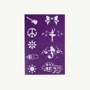 Oh Flossy Kids Reusable Adhesive Face Paint & Makeup Stencils - Purple