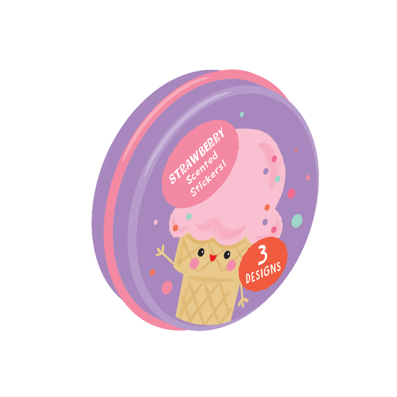 STRAWBERRY SCENTED STICKERS IN TIN