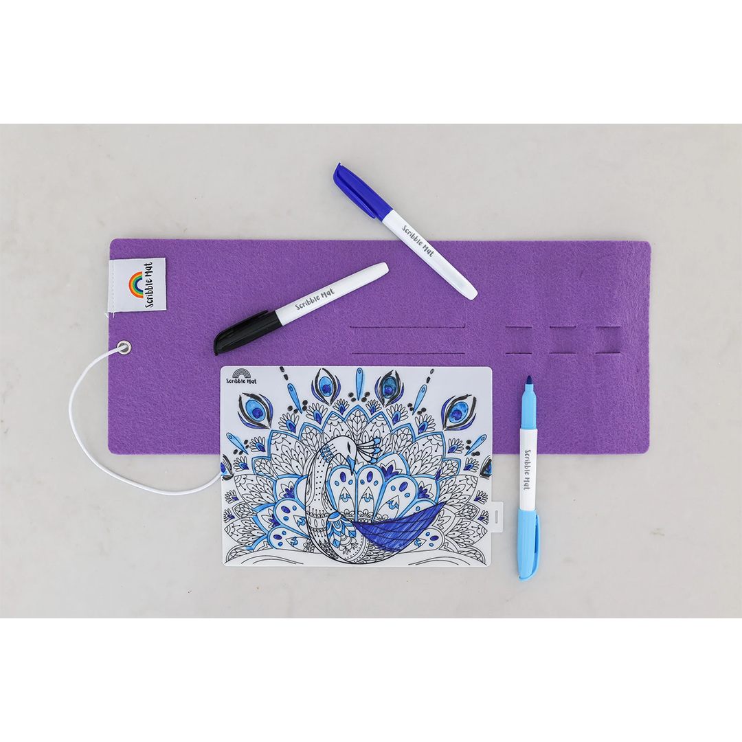 Scribble Mat Mini - Peacock Mandala